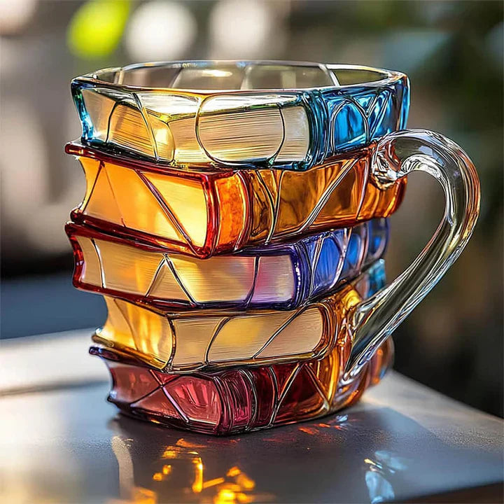 Glass Coffee Mug Book Spine Design
