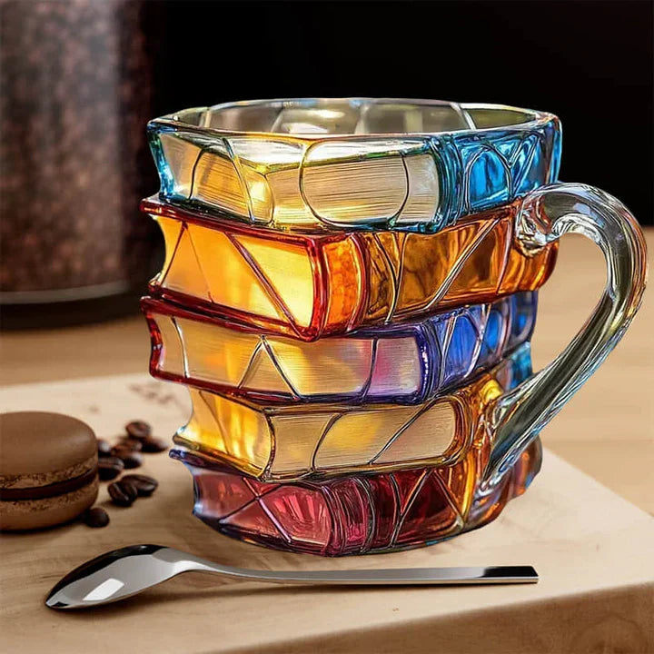 Glass Coffee Mug Book Spine Design
