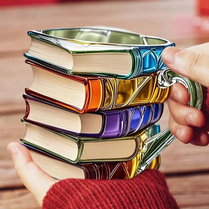Glass Coffee Mug Book Spine Design