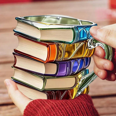 Glass Coffee Mug Book Spine Design
