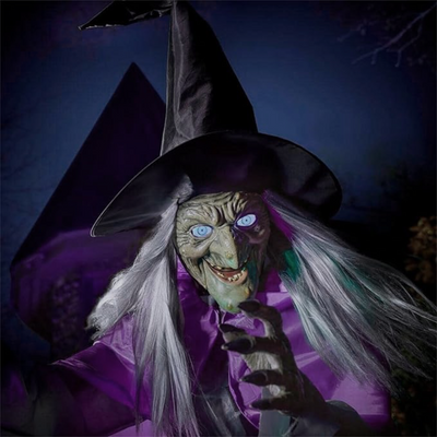 Halloween Outdoor Decoration Floating Witch Prop Broomstick Display