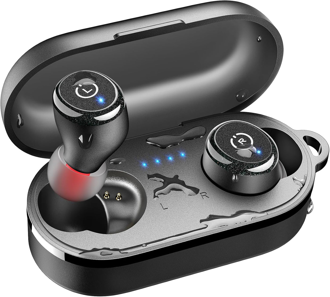 Headphones with Waterproof Wireless Charging Case