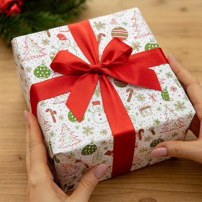 Gift Wrap Set Festive Paper & Ribbon