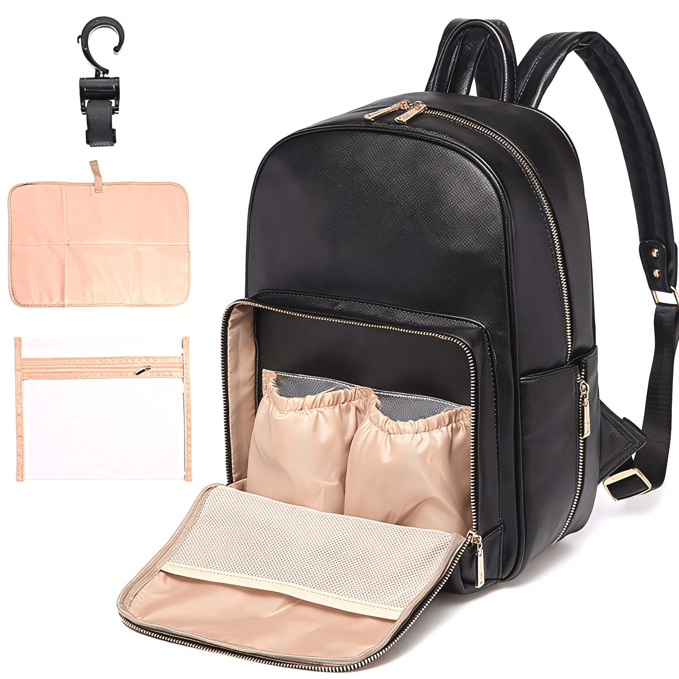 Women Vegan Leather Diaper Backpack | Waterproof