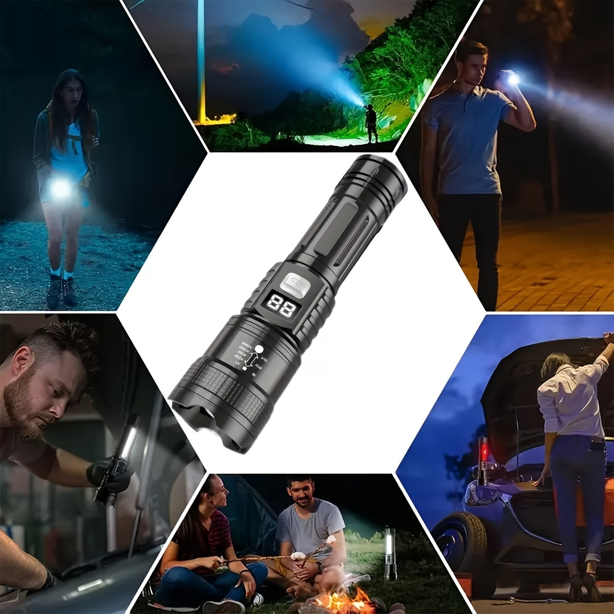 Hunting Gear Torch Rechargeable LED Zoom Flashlight