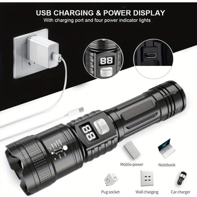 Hunting Gear Torch Rechargeable LED Zoom Flashlight