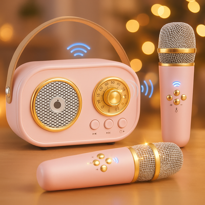 Karaoke Machine Retro Bluetooth Music Speaker Set