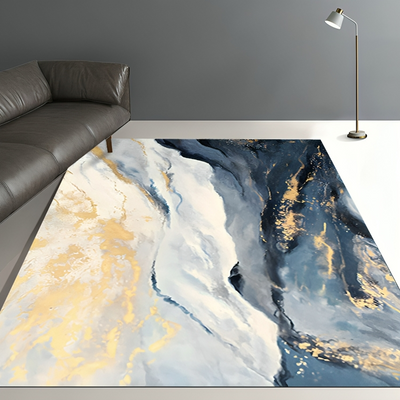 Abstract Blue Rug Modern Polyester Living Room