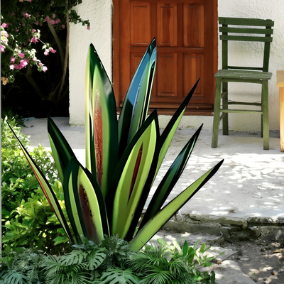 Metal Garden Sculpture Rustic Agave Plant