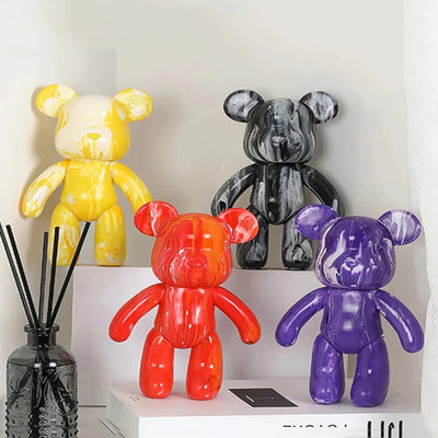 Modern Colourful Resin Bear Figurine Decor