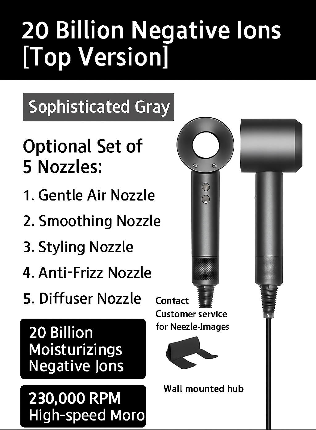 Hair Dryer with Ion Technology and Nozzle
