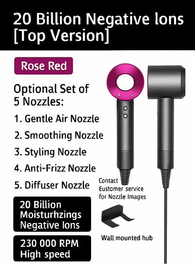 Hair Dryer with Ion Technology and Nozzle