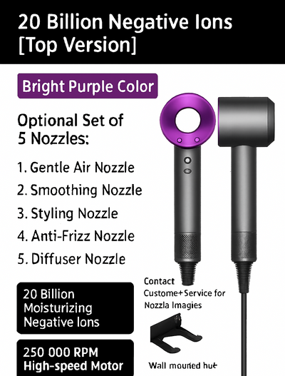 Hair Dryer with Ion Technology and Nozzle