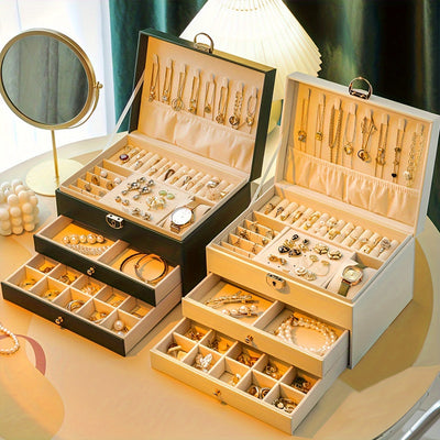 Jewelry Box Large Leather Drawer Organizer