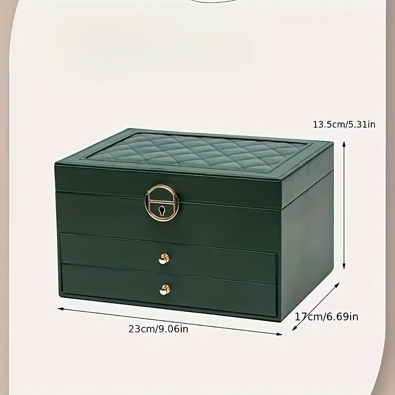 Jewelry Box Large Leather Drawer Organizer