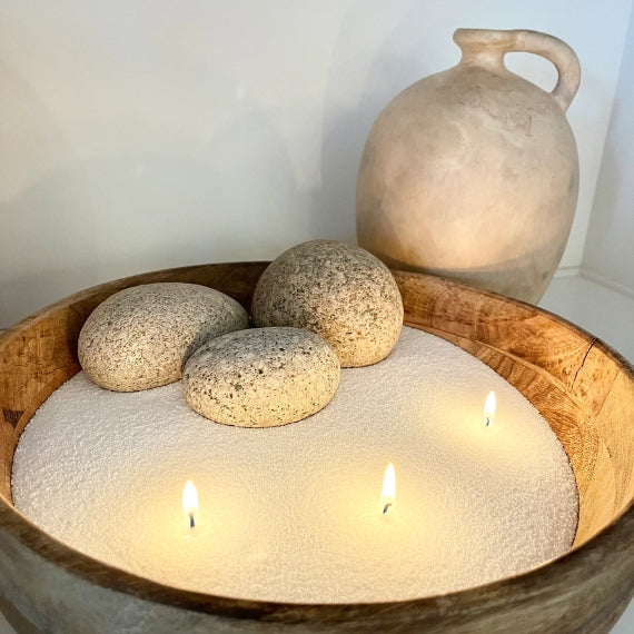 Candle Bowl Refillable Stone Centrepiece