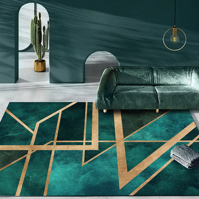 Washable Geometric Rug Modern Polyester Living Room
