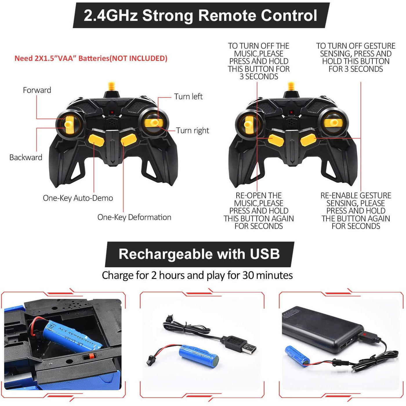 Remote Control Robot Car Transforming Toy