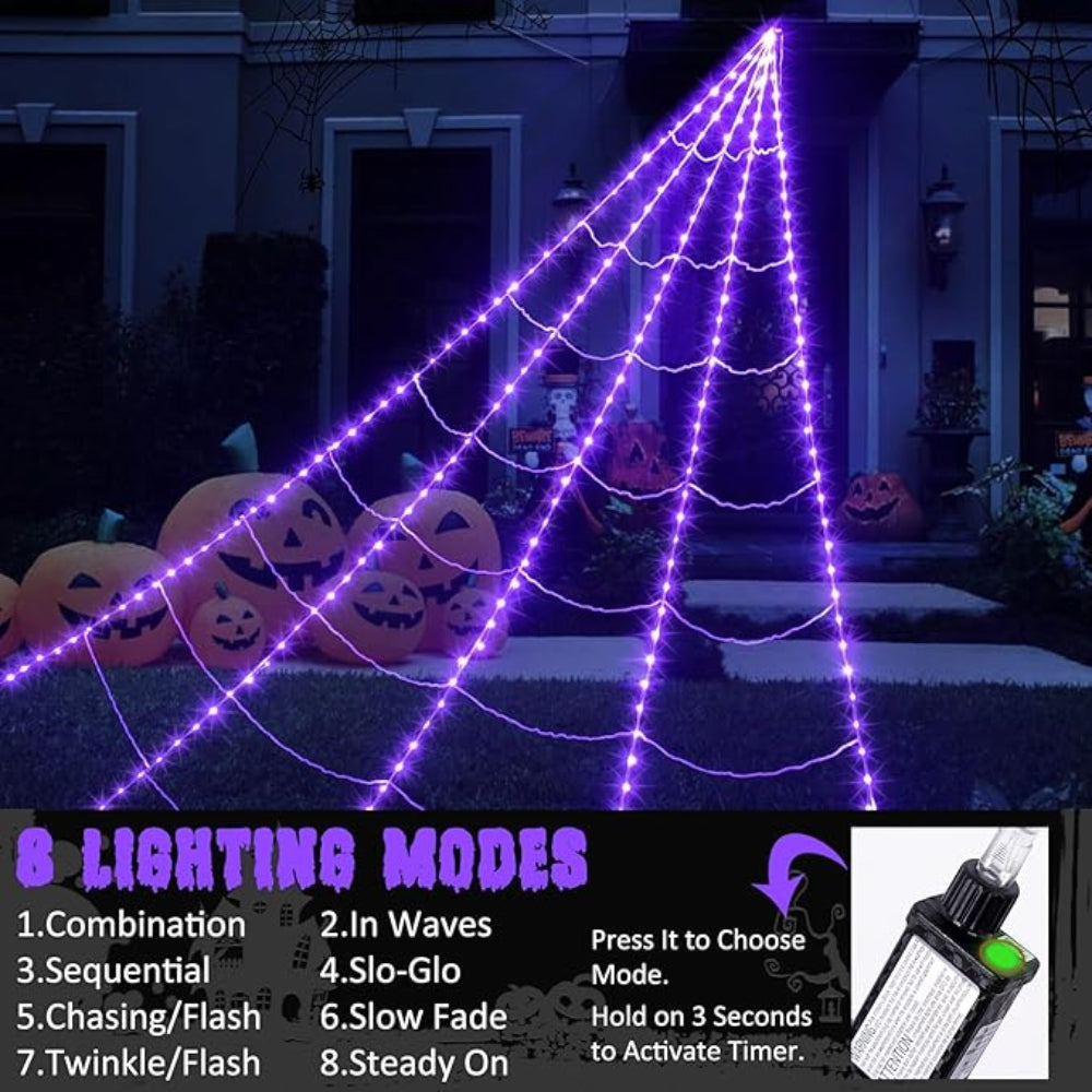 Halloween Outdoor Decoration Giant LED Spider Web Display