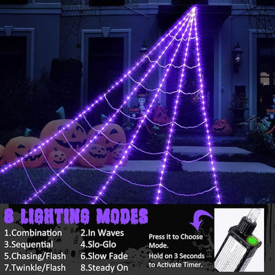 Halloween Outdoor Decoration Giant LED Spider Web Display