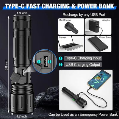 LED Torch Light Rechargeable Aluminium Flashlight