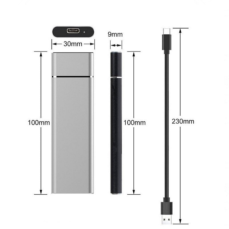 External SSD Drive USB Aluminium Storage