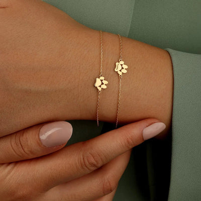 Bracelet Gold Stainless Steel Paw Charm