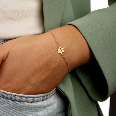Bracelet Gold Stainless Steel Paw Charm