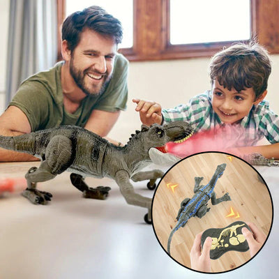 Remote Control Dinosaur Toy Walking LED Mist