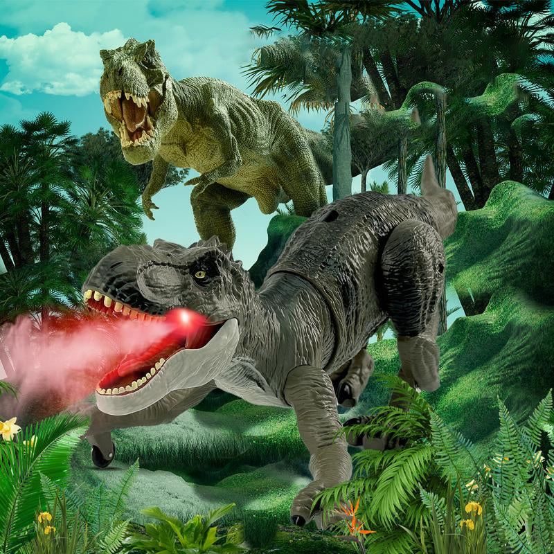 Remote Control Dinosaur Toy Walking LED Mist