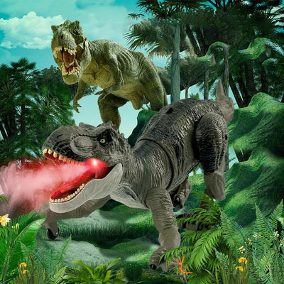 Remote Control Dinosaur Toy Walking LED Mist