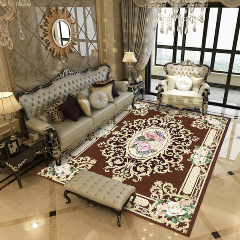 Floral Victorian Rug Non-Slip Polyester Carpet
