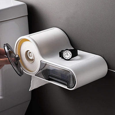 Toilet Roll Holder with Waterproof Wall Shelf