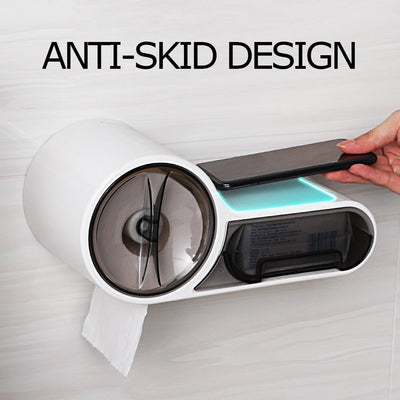 Toilet Roll Holder with Waterproof Wall Shelf