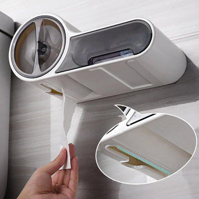 Toilet Roll Holder with Waterproof Wall Shelf